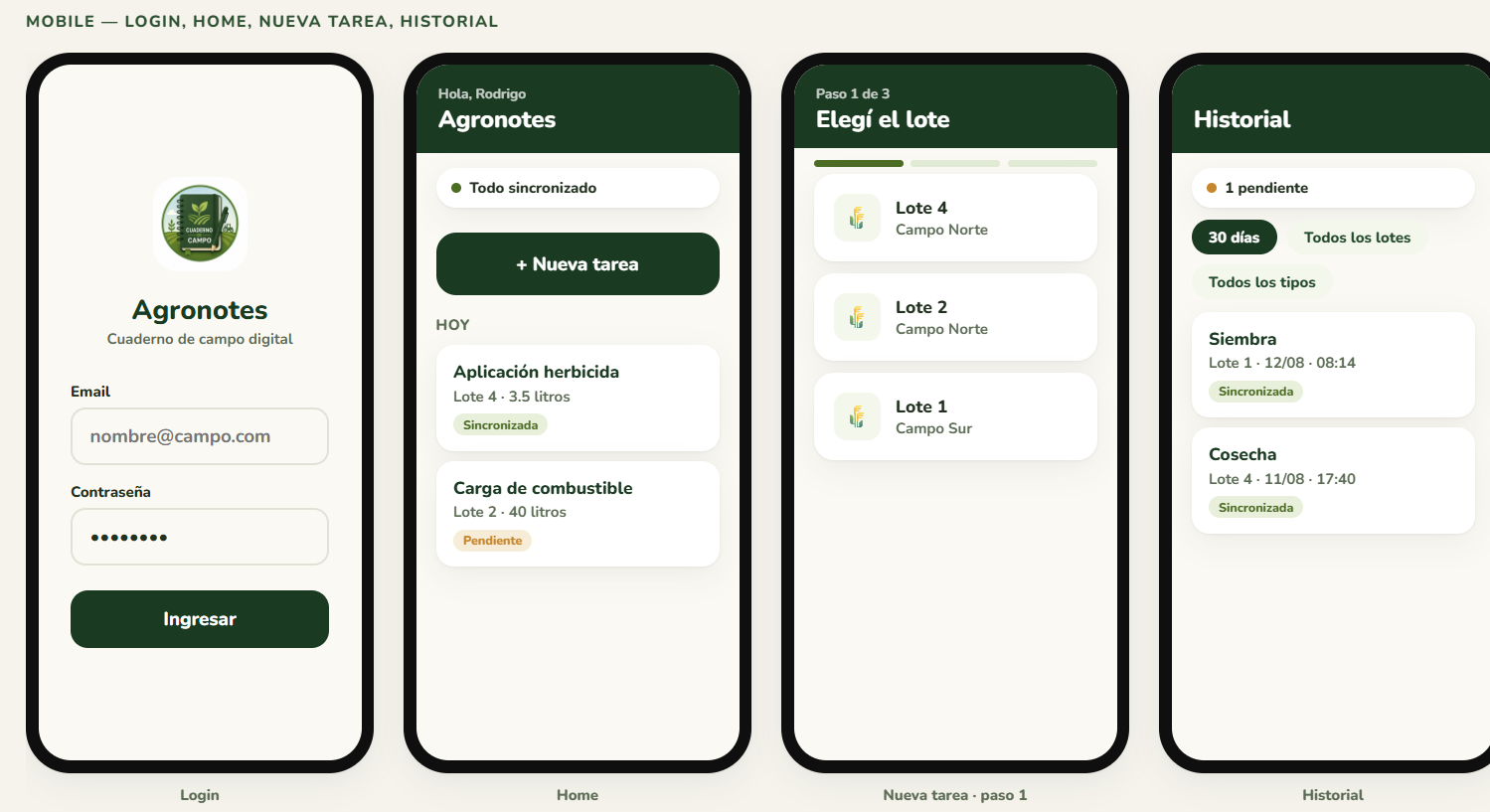 Captura del proyecto Sistema de gestión Agraria (Aplicación Mobile y Web), desarrollado con Android, iOS, NET Maui